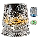 XIAOBAN 360 Grad drehbares Whiskyglas, drehbares Whiskygläser-Set mit Basis, drehbarer Cocktail-Weinbecher für Geschmack, Trinkgläser und Barzubehör, einzigartiges Geschenk für Ehemann und Vater (H)