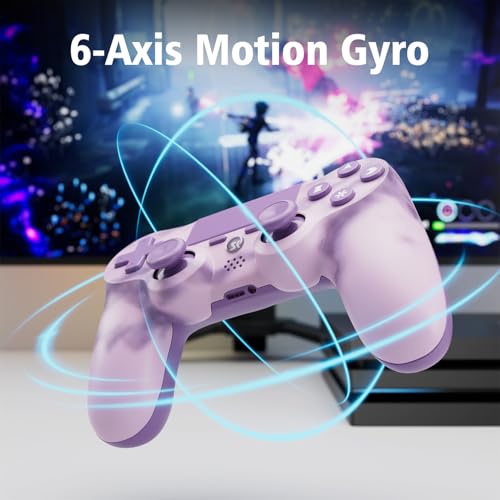 Image of Controller for PS4, Wireless Controller 2 Pack for Sony PlayStation 4 /Slim /Pro, with 6-Axis Motion Sensor /Double Vibration /Touch Pad /Speaker & 3.5mm Audio Jack /800mAh Battery /USB-C Cable, Pink + Blue
