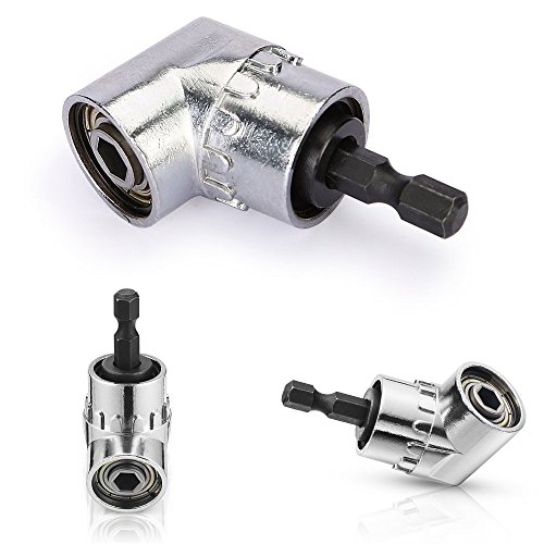 Right Angle Drill Vakki 105 Degree Right Angle Driver Angle Extension Power Screwdriver Drill Attachment 1/4inch Hex Bit Socket Screwdriver Holder Adaptor for Tight Corner Workspace