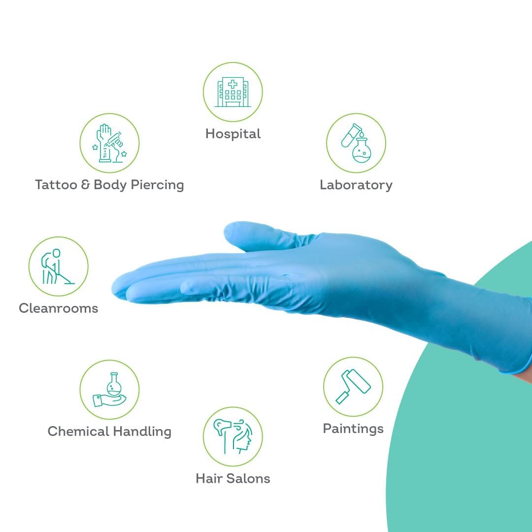 CUFF- SHIELD nitrile gloves, food grade (blue, medium, 100 pcs, powder free) for multipurpose use 3