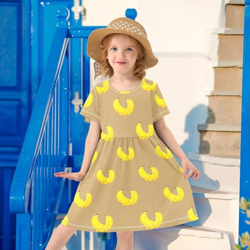Girls' Short Sleeve Dresses Banana Toddler Casual Sundress 2-8 Years 203007314