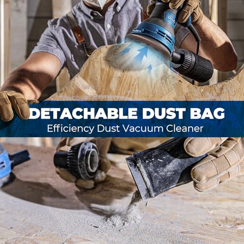 Image of Dong Cheng 5-Inch Random Orbital Sander 3 Amp 12000OPM, 6 Variable Speeds, with 10pcs Sandpaper & Detachable Dust Bag, Sanding for Woodworking, Refinish Furniture & Remove Varnish