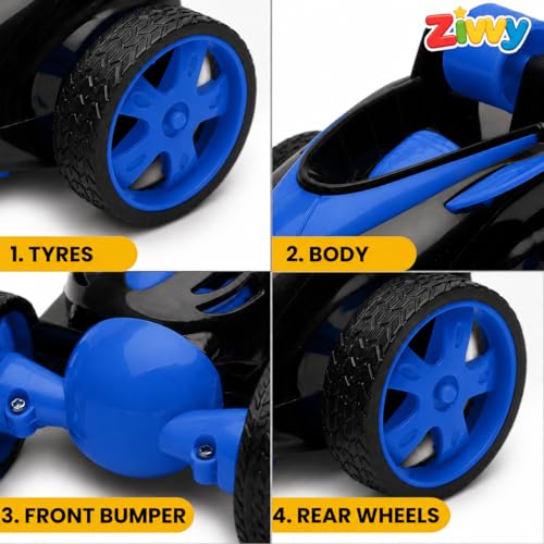 Image of Blue 360 Rotating & Rolling Stunt Car Toy | Spin, Stunt, Flip Functions | Remote Control Stunt Car Toy for Kids | Toys for Boys 7-14 Years | Birthday Gift for Kids