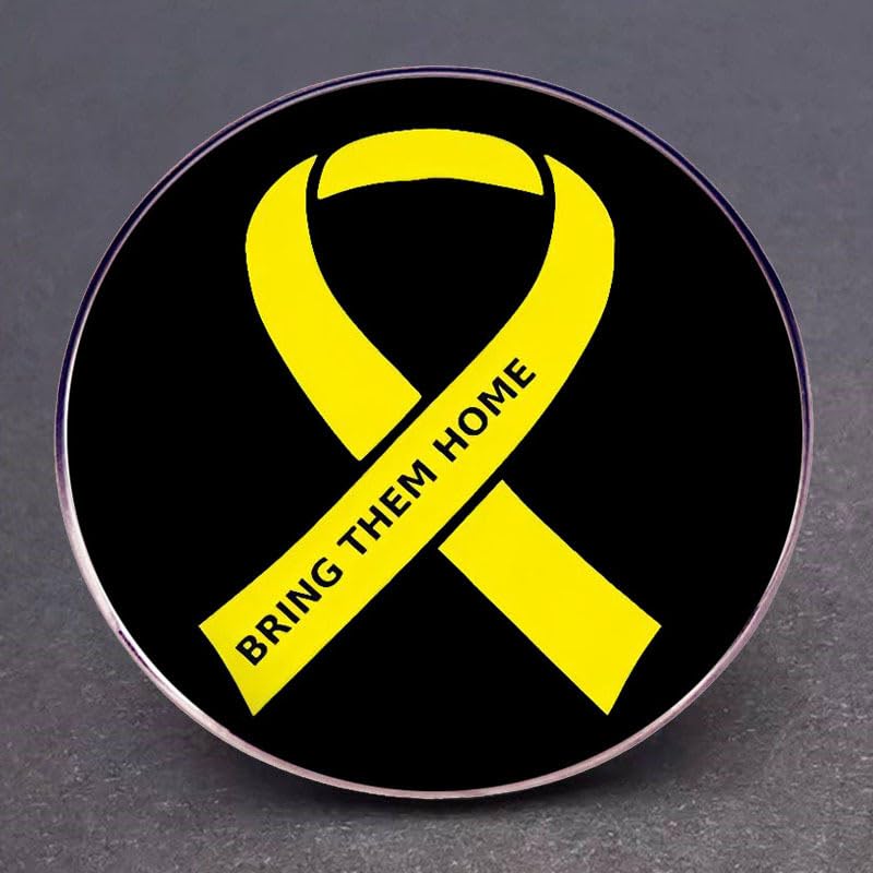 2 Yellow Ribbon Pin Flip Lapel Pins, BRING THEM HOME Hostages Israel Alloy Lapel Pins, Mental Health Awareness Round Pins, Bone Cancer Awareness Enamel Pins3