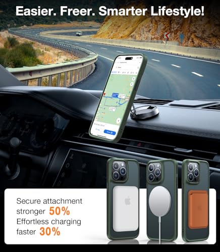 Image of TORRAS Magnetic Shockproof for iPhone 15 Pro Case Mil-Grade Drop Tested | Compatible with MagSafe, Shockproof Translucent Durable Slim Protective, Anti Scratch, Anti Fingerprint, Green