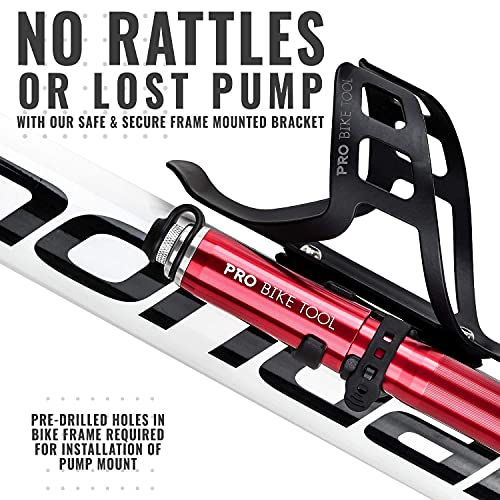 Pro Bike Tool Mini Road Bike Pump For Mountain And Bmx Bicycle Tires , 7.3-Inches , Red #TOP3