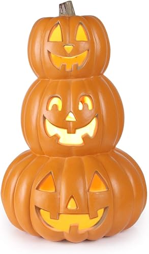 Miniatura 8 de Farol Jack O con luz de calabaza de Halloween, luces de calabaza preiluminadas para porche de Halloween, fiesta, puerta delantera, chimenea,