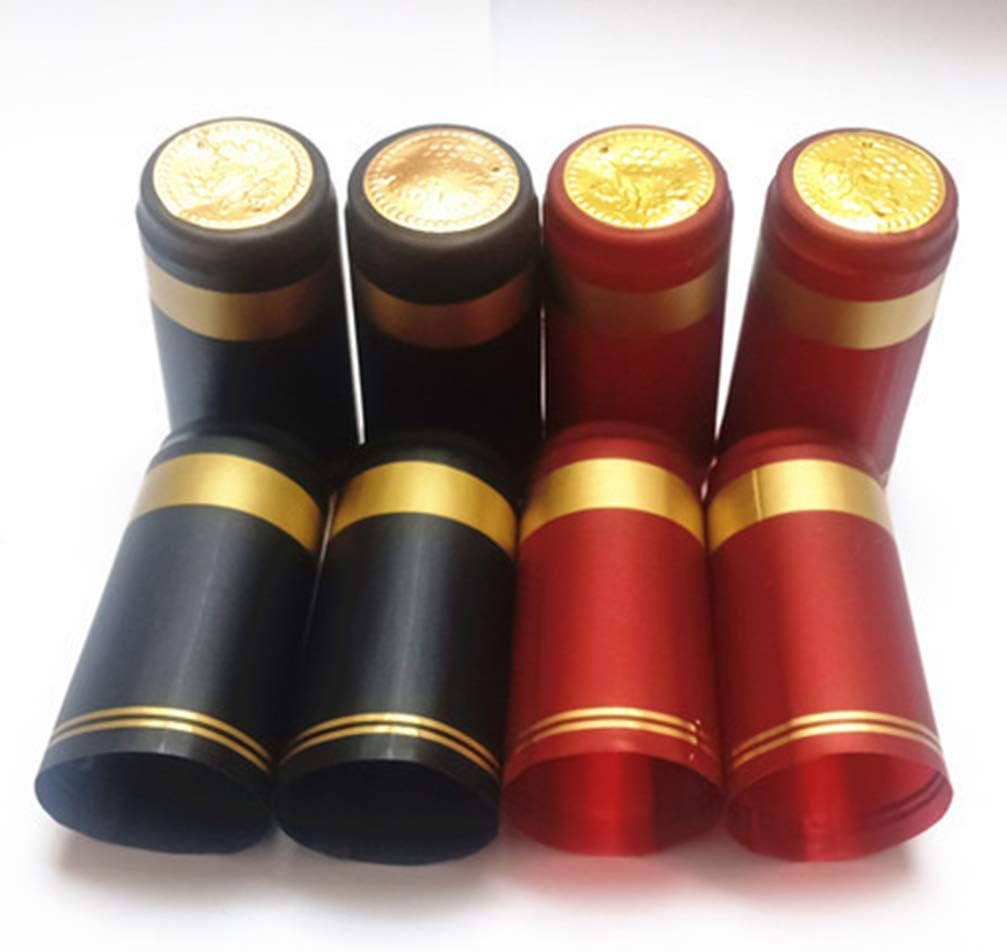 Hemoton 200 pcs Wine Heat Shrink Capsules Pvc Wine Bottle Shrink Caps with Tear-off Tab Red Heat Cap for Straight Mouth Bottles Family Accessories Homebrew Bottling