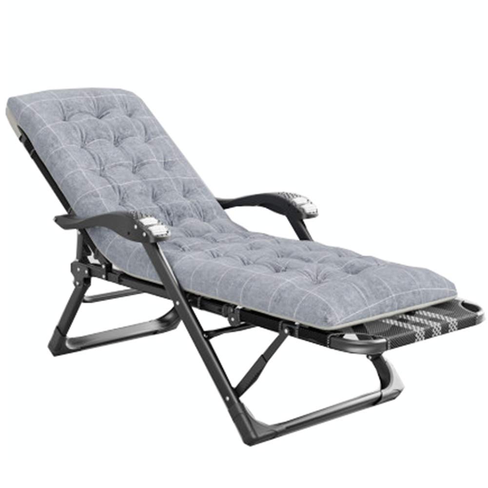 XL Duże krzesło, bardzo szerokie, wyściełane, składane krzesło z bawełnianą poduszką, do relaksu na zewnątrz, na patio, przy basenie, do wypoczynku na plaży, szare