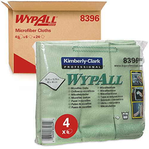 WypAll Microfibre Cloths 8396-4 carry packs x 6 green, 40 x 40cm cloths, green (24 total)