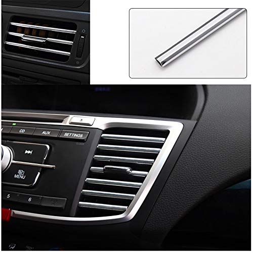 ZaCoo 10 Pcs 1 Package Chrome PVC Auto Air Conditioner Vent Outlet Trim Decoration Strip DIY Cut (Silver)