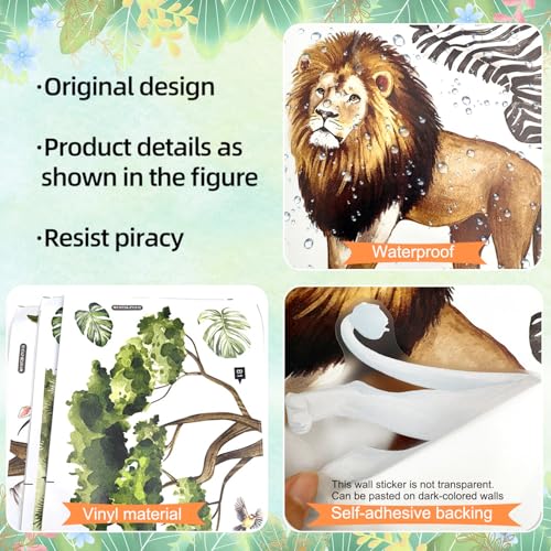 Vinilos Decorativos Safari Acuarela Animales y Árbol miniatura 7
