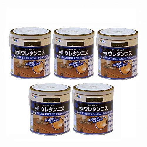 アサヒペン 水性ウレタンニス 0.7L ダークオーク 5缶セット