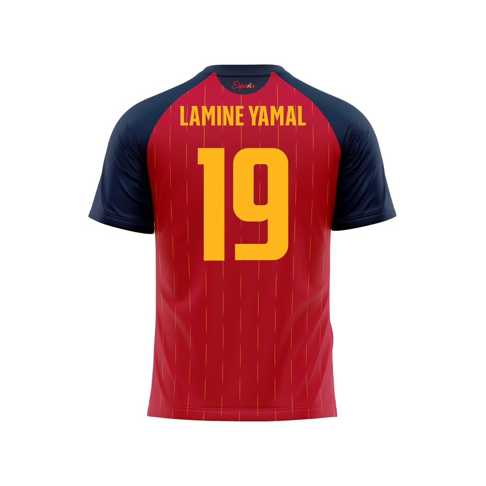 RFEF - Réplica Oficial Camiseta de Lamine Yamal España Dorsal 19-1ª Equipación Selección Española 2026-100% Poliester Transpirable - Adulto Unisex
