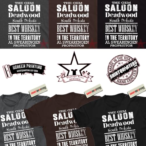 Deadwood Saloon Tee – Old West Whiskey Territory Shirt – Vintage Dakota Frontier Vibes (Brown, XXL)3