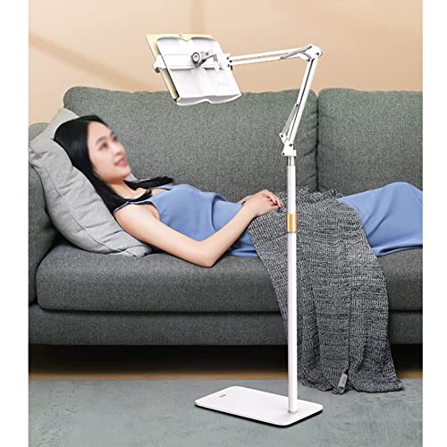 Floor Book Stands for Reading in Bed Height Adjustable Cookbook Holders and Stands for Kitchen Portable Metal White
