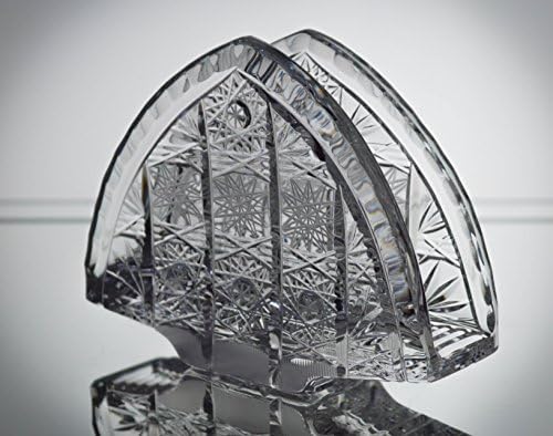 BOHEMIA CRYSTAL GLASS NAPKIN HOLDER STAND HAND CUT CRYSTAL GLASS DECORATIVE WEDDING GIFT TABLETOP CRYSTAL GLASSWARE VINTAGE EUROPEAN DESIGN ELEGANT CENTERPIECE CZECH CRYSTAL GLASS