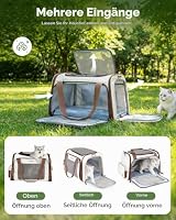 HOMESPON Katzen Transportbox Flugzeug Zugelassen - Faltbare Haustiertasche mit Stahlrahmen, 3-lagiger Matte & Ausbruchsicherem Reißverschluss für Katzen & Hunde bis 8kg – Ansicht 4