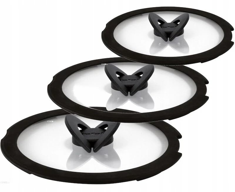 Tefal Ingenio Lot de 3 couvercles en verre de 22/24/28 cm de diamètre avec poignée et fente d'évaporation