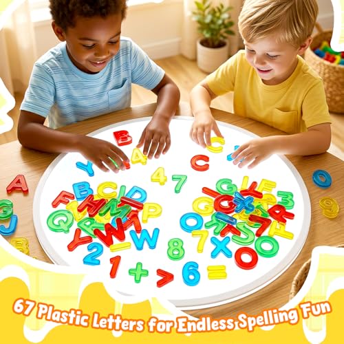 Image of Bbiamsleep 134PCS Plastic Letters and Numbers Light Table Manipulatives | Transparent Letters and Numbers Plastic Alphabet Letters Light Table Accessories for Counting and Spelling