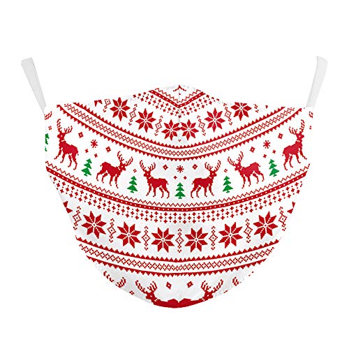 eBoutik - Enfants Christmas Ugly Jumper Designs - Masque visage en tissu avec fente filtrante - Revêtements de visage réutilisables et lavables et respirants (Noël blanc classique) Cover
