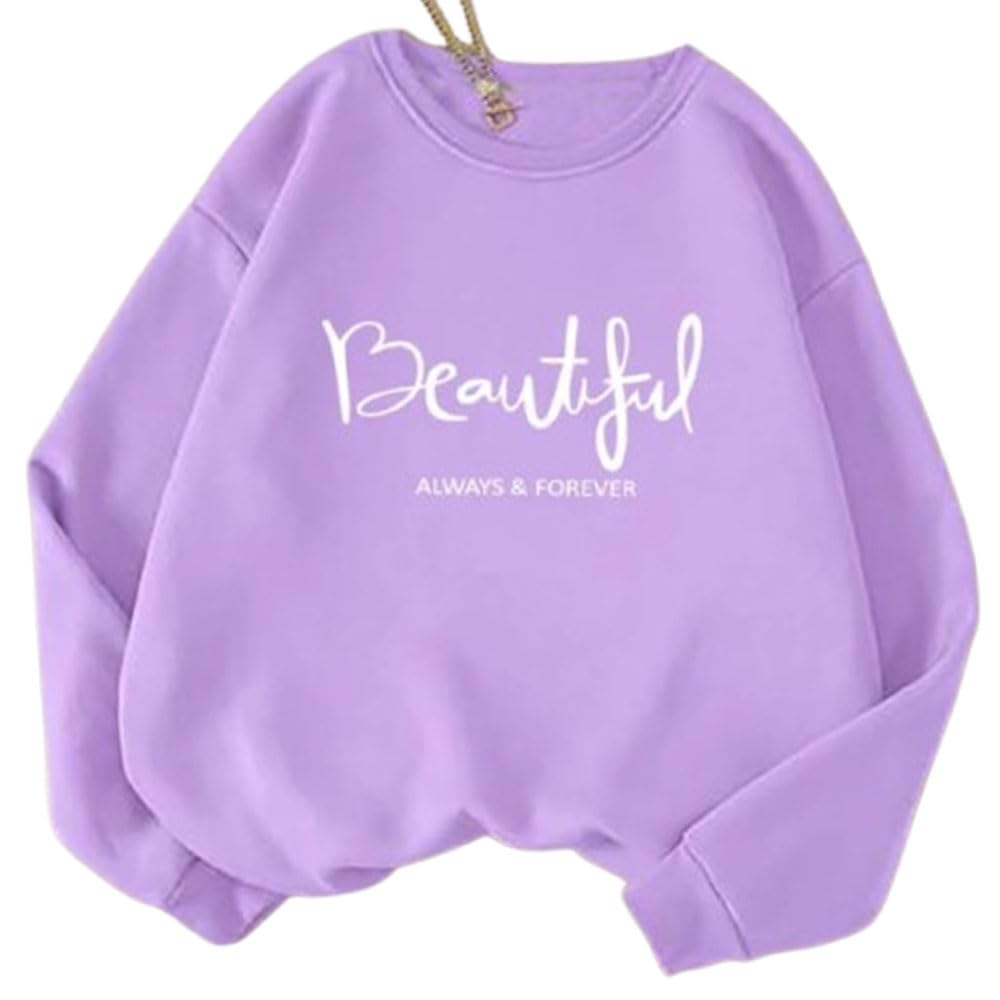 draxstar Women’s Stylish Printed Sweatshirt – Casual Round Neck Pullover Jumper with Beautiful Always & Forever Quote | Soft Cotton Blend Winter Wear-picture-19