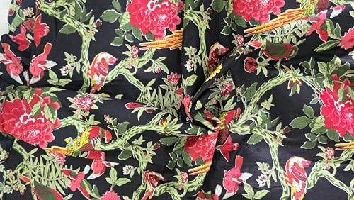 Tissu en coton imprimé floral noir tapis loisirs créatifs couture coupon 9,1m