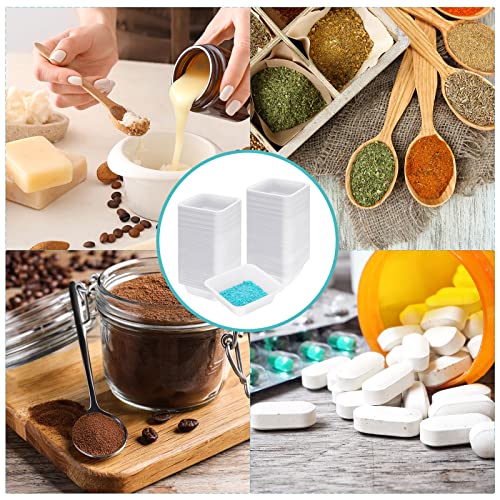 sherr 250 pack 100ml weigh boats medium bulk anti static white pans plastic square easy pour boats weighing trays for capsule filling lab dish powder liquid food sample container