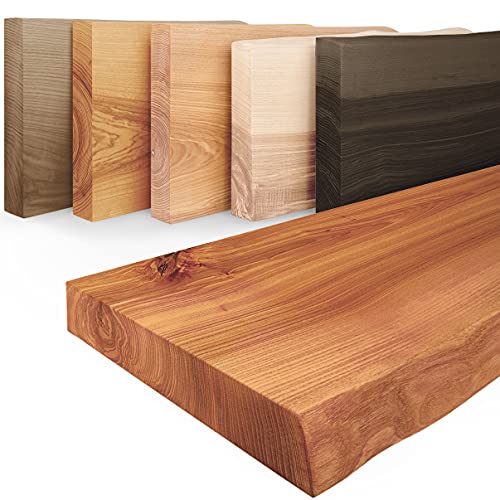 LAMO Manufaktur Estante de Madera con Borde Natural, Modelo Pure, Estante sin Soportes, Oscuro 40cm,...