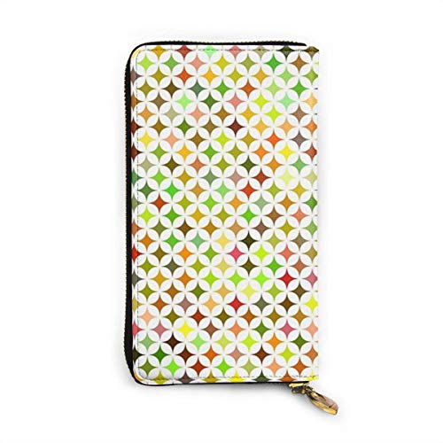 Preisvergleich Produktbild JHGFG Mehrfarbiges Sternchenmuster Gebogenes Echtes Leder Geldbörse Lange Damen Geldbörse Handtasche Multi Kartenhalter Organizer Für Frauen Angepasst