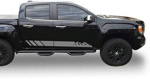 Miniatura 1 de Bubbles Designs Adhesivo adhesivo de vinilo Off-Road Mountain Stripes compatible con GMC Canyon 2014-2017 (gris)