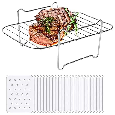 LongZYU Air Fryer Rack Stainless Steel Dehydrator Rack Multi-Purpose Air Fryer Accessories Compatiable for Ninja Foodi Air Fryer 8QT Double Pot Double Basket Air Fryers Cover