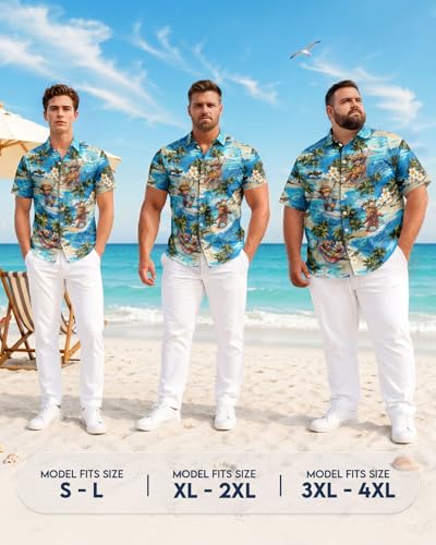 Image of 99TIMORO Fathers Film Button Down Shirt for Men, Funny Hawaiian Short Sleeve Top, Summer Beach Gifts