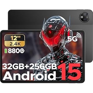 DOOGEE V Pad 5G Tablet, 12 inch Tablet Android 15 with 2.4K IPS Display, 32GB+256GB/2TB TF, 5G Dimensity 7050 Octa-Core Gaming Tablets, 8800mAh, Face Unlock, WiFi 6, Gemini AI, Quad Speakers Tablets