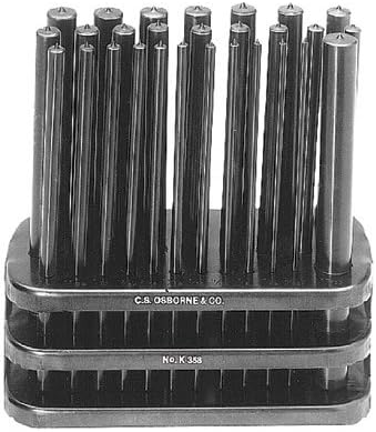 C.S. Osborne Punch Set, 28 Piece, Pouch, 3/32" - 17/32", Black Oxide K-358