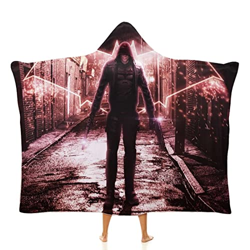 ZONFIND Arctic Velvet Wearable Throw Blanket Hooded Cape Plush Shawl Games Hood Gotham Knights Playstation Playstation X S PC Games 80"x60"