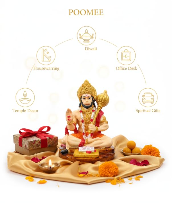 Image of Hanuman Idol for Car Dashboard, Bajrangbali Murti for Car, anjaneya Swamy Idol for car, mini Hanuman Idol, Dashboard Idol for Office Desk, Statue for car Dashboard