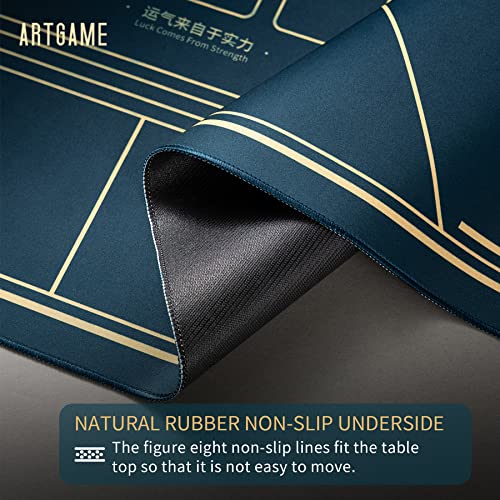 Artgame Texas Hold'em Poker Mat | Portable Poker Table Top, 70 X 35 Inch, Water Repellent, Noise Reduction, Family Entertainment, Casino,Blue #TOP3