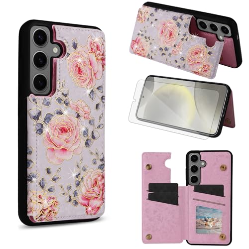 Coque portefeuille Samsung S24+ Asuwish avec verre trempé antichoc