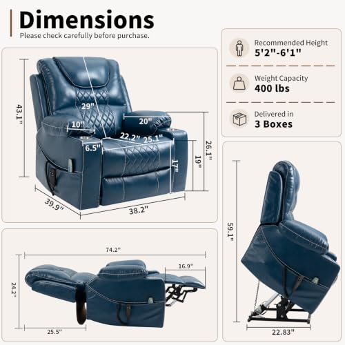 Image of Oversized Power Lift Recliner for Big & Tall, 400 LBS, 25 inch Wide