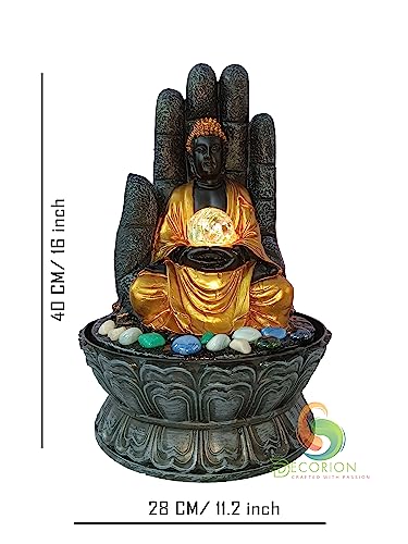 Image of Decorative Table Top Water Fountain for Home Decor /Office /Indoor & Outdoor /Garden /Puja Room /Vaastu with Multicolor LED Light and Adjustable Water Pump (Black-D-024)