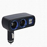 Dual USB Car Charger Socket Splitter With LED Light 12V Power Adapter 2 Port Splitter 90 Degree Adjustable Car Socket Adapter For Mobile Phone MP3 PDA DC 12V-24V 1.2A Output - Image 1