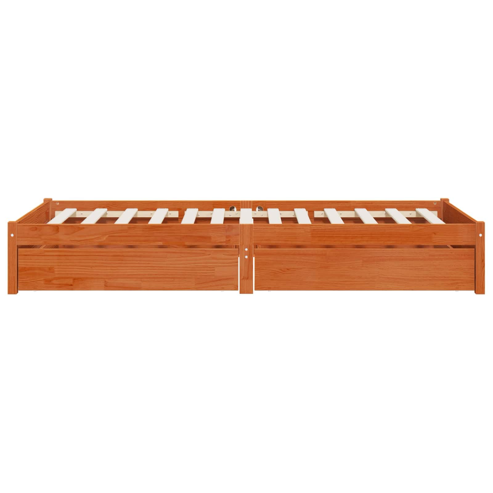 Letto singolo con cassetti, in legno massello di pino marrone cerato, struttura letto con contenitore per materassi 90 x 190 cm, 195,5 x 95,5 x 31 cm