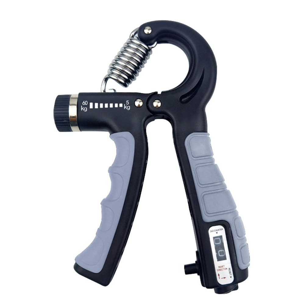 Force Gauge, 5-60kg Adjustable Hand Grips Strengthening Adjustable Dynamometer Hand Shake Hands Refers to The Forearm Muscle Training Grips(Black Grey)