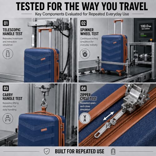 Image of CONCEPTEN Luggage Sets 5 Piece, Expandable Hardside Suitcase with Spinner Wheels, 20 /24 /28 inch Travel Luggage Set, Lightweight Carry On with TSA Lock (Dark Blue)