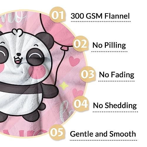 Personalized Panda Blanket Gifts with Name - 50"x60" Cute Throw Blanket for Kids, Adults - Pink Soft Fuzzy Blankets for Bed, Couch & Living Room