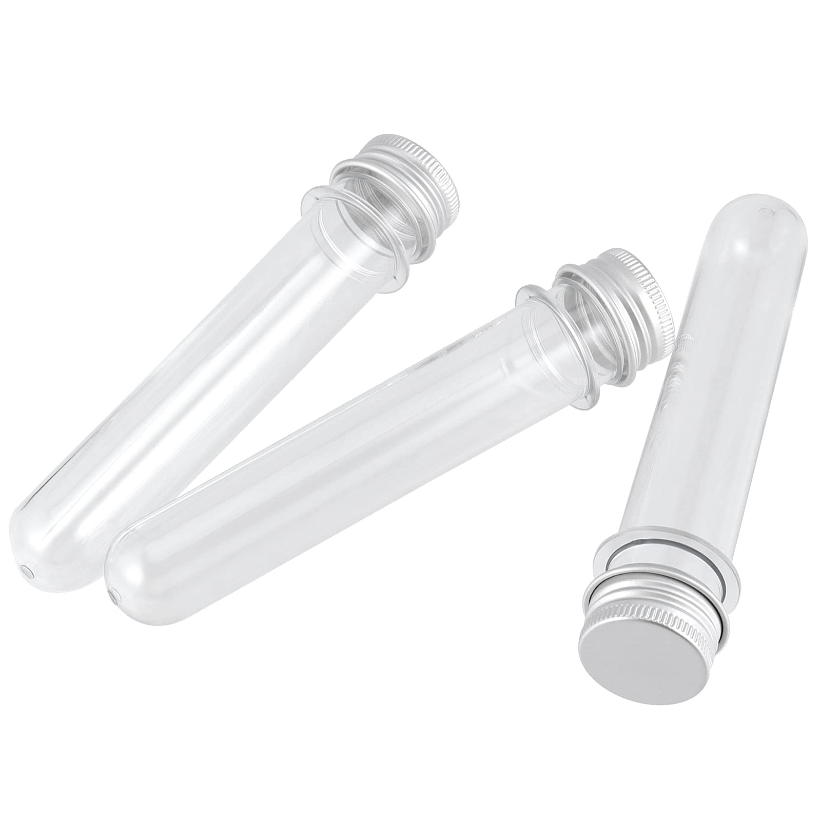 SINJEUN 80 provette da 40 ml, in plastica trasparente, 25 x 140 mm, tubi per sale da bagno, contenitori con labbro a vite per campioni, gommoni, caramelle, esperimenti scientifici