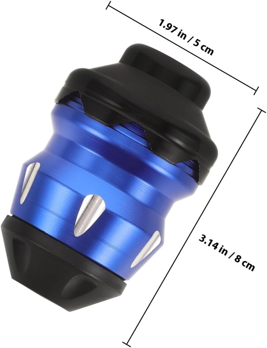 Universal Aluminum Alloy Front and Rear Fork Drop Resistance Cups, Motorbike Wheel Crash Protection Sliders, Blue and Black Motorcycle Frame Falling Protectors (1 Pair)