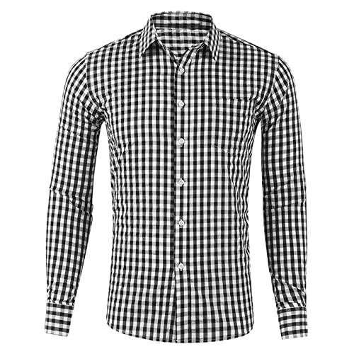 Trachtenhemd Slim fit Herren kariert Hemd Freizeithemd Langarmhemd Hemd Bestickt Baumwolle - für Oktoberfest, Karneval, Business, Freizeit (Schwarz, XL) Trachtenhemd Slim fit Herren kariert Hemd Freizeithemd Langarmhemd Hemd Bestickt Baumwolle - für Oktoberfest, Karneval, Business, Freizeit (Schwarz, XL)