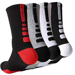 YQHMT Basketball Socks Men’s Outdoor Athletic Crew Socks Cushioned Thick Sport Long Compression Socks 4 Pack